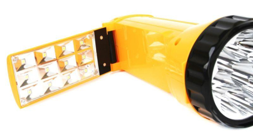 Фонарь аккумуляторный LED3819CSM 9LED + 12SMD 2 режима аккум. SLA 220В желт. Ultraflash 12860 фото 3