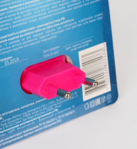 Светильник светодиодный NL-170 "Фонарик" 220В ночник с выкл. розов. Camelion 12526 фото 3 Светильник светодиодный NL-170 "Фонарик" 220В ночник с выкл. розов. Camelion 12526 фото 3