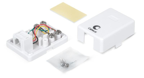 Розетка телефонная 1-м ОП WS-6P4C-TEL-1 RJ12 (6P4C) бел. Cabeus 7483c фото 2