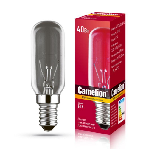 Лампа накаливания MIC 40/T25/CL/E14 для вытяжек Camelion 12984 Лампа накаливания MIC 40/T25/CL/E14 для вытяжек Camelion 12984
