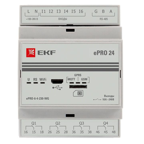 Контроллер базовый ePRO удаленного управления 6вх/4вых 230В WiFi GSM PROxima EKF ePRO-6-4-230-WG фото 2