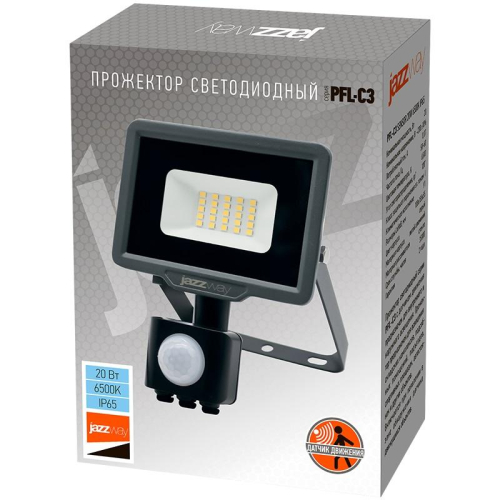 Прожектор светодиодный PFL-C3 SENSOR 20Вт 6500К IP65 ДО закален. прозр. стекло датчик движения инфракрасный Pro JazzWay 5026926A фото 3