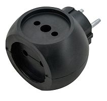 Разветвитель сетевой (тройник) РВ-043 Si 1/3С-Bl 6А шар черн. Volsten 13919