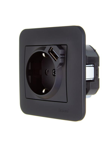 Розетка 1-м СП ASTI 16А IP20 с заземл. с заряд. устройством USB в сборе черн. бархат. LEZARD 7081-4242-181 фото 3 Розетка 1-м СП ASTI 16А IP20 с заземл. с заряд. устройством USB в сборе черн. бархат. LEZARD 7081-4242-181 фото 3