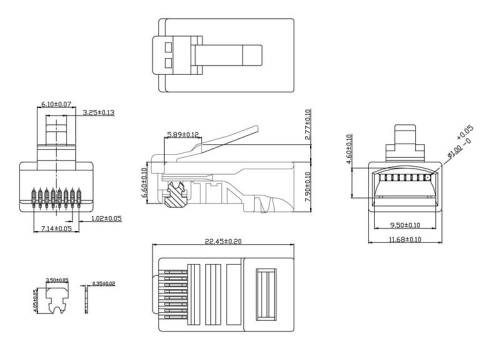 Коннектор RJ45 (8P8C) под витую пару кат.5E универс. для ОЖ и МЖ кабеля для проводников с толщ. по изоляции до 1.05 мм Cabeus 7009c фото 2 Коннектор RJ45 (8P8C) под витую пару кат.5E универс. для ОЖ и МЖ кабеля для проводников с толщ. по изоляции до 1.05 мм Cabeus 7009c фото 2