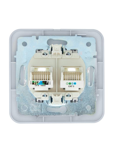 Розетка компьютерная+телефонная 2-м СП ASTI RJ45 + RJ11 в сборе бел. LEZARD 7081-0202-143 фото 2