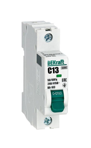 Выключатель автоматический модульный 1п C 13А 6кА ВА-103 DEKraft 12272DEK Выключатель автоматический модульный 1п C 13А 6кА ВА-103 DEKraft 12272DEK