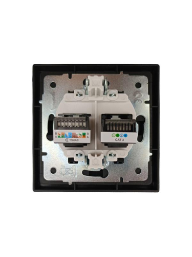 Розетка компьютер+телефон СП ZIMA IP20 с модулем Cat 6 черн. бархат LEZARD 704-4288-144 фото 3