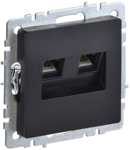 Розетка компьютерная двойн. СП RJ45 кат.6 BRITE РК11-2-БрЧ механизм черн. IEK BR-K20-2-K02