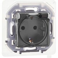 Розетка 1-м СП Inspiria 16А IP44 250В 2P+E защ. шторки с крышкой немецк. стандарт механизм алюм. IEK 673742