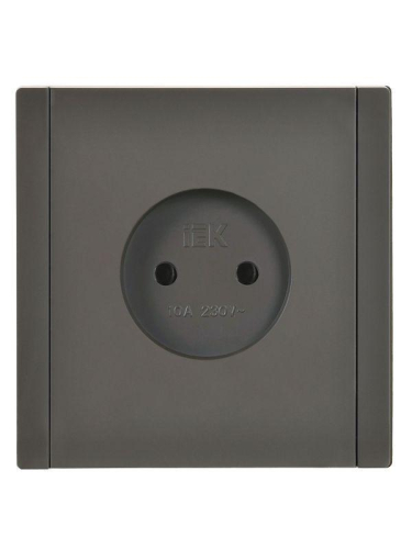 Розетка 1-м СП FORTE&PIANO FP317 10А без заземл. защ. шторки винт. крепл. сер. IEK FP-R13-10-K03 фото 2