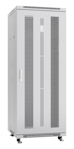 Шкаф монтажный телекоммуникационный напольн. ND-05C-32U60/100 19дюйм 32U 600х1000х1610мм для распределит. и серверн. оборудования; передн. и задн. перфорир. двери. ручка с замком сер. RAL 7035 Cabeus 7203c