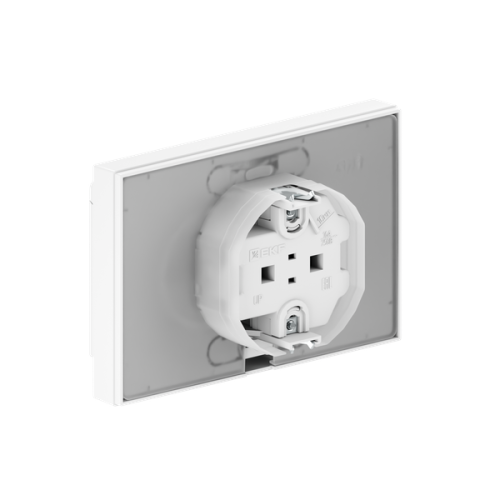 Розетка 2-м СП Эпика 16А IP44 с заземл. защ. шторки с рамкой с крышками механизм бел. EKF UP1-SOW-211-44 фото 3