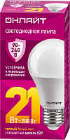 Лампа светодиодная 90 534 OLL-A60-21-230-2.7К-E27 21Вт E27 2700К (PRO 90-240В) ОНЛАЙТ 90534