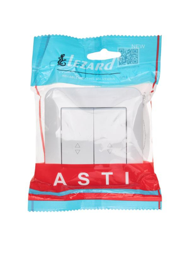 Переключатель проходной 2-кл.СП ASTI 10А IP20 в сборе бел. LEZARD 7081-0202-106 фото 3