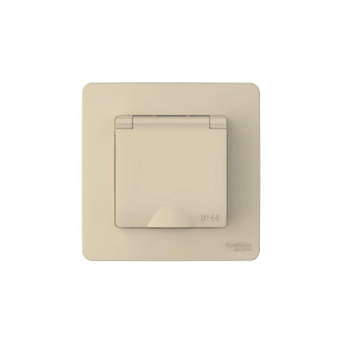 Розетка 1-м СП Blanca 16А IP44 250В с заземл. защ. шторки с крышкой беж. SE BLNRS441117 фото 3