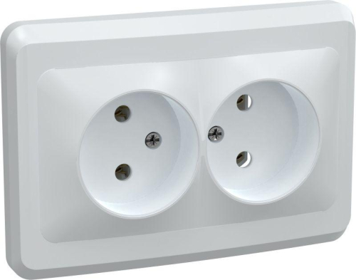 Розетка 2-м СП Вега РС12-2-ВБ без заземл. контакта без защ. штор 10А бел. GENERICA ERV20-K01-10-DM