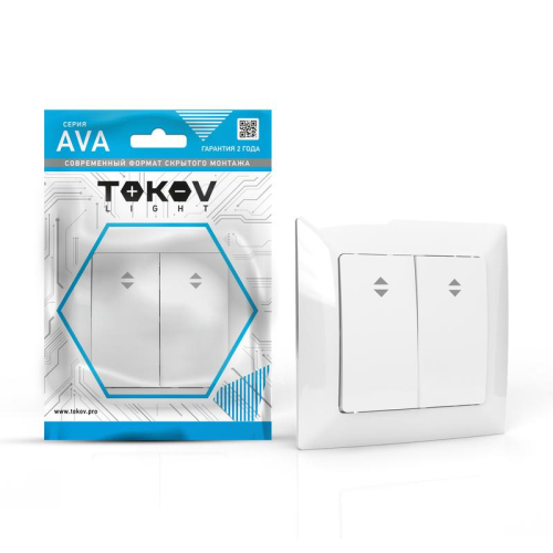 Переключатель проходной 2-кл. СП AVA 10А IP20 в сборе бел. TOKOV ELECTRIC TKL-AV-P2F-C01 Переключатель проходной 2-кл. СП AVA 10А IP20 в сборе бел. TOKOV ELECTRIC TKL-AV-P2F-C01