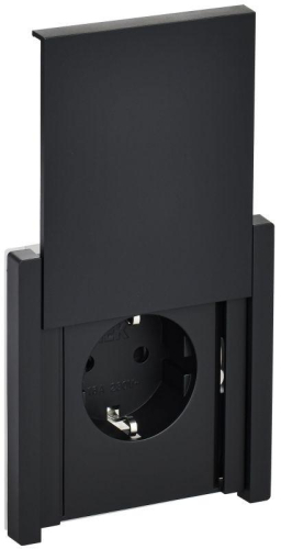 Розетка СП FORTE&PIANO 16А IP44 FP121 с заземл. защ. шторки с крышкой винт. крепл. черн. IEK FP-R16-16-44-K02