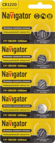 Элемент питания литиевый CR1220 94 778 NBT-CR1220-BP5 (блист.5шт) Navigator 94778 Элемент питания литиевый CR1220 94 778 NBT-CR1220-BP5 (блист.5шт) Navigator 94778