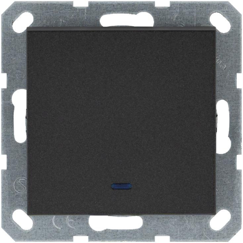 Переключатель проходной 1-кл. 10А IP20 с подсветкой механизм антрацит Jasmart G3012NB