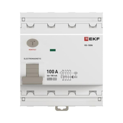 Выключатель дифференциального тока 4п 100А 100мА тип A 6кА ВД-100N электромех. PROxima EKF E1046MA100100 фото 4