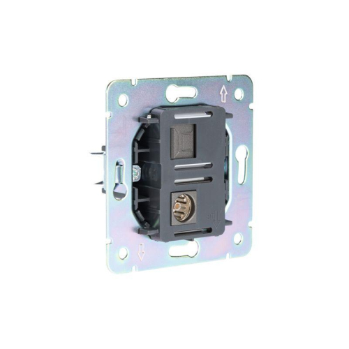 Розетка компьютерная + телевизионная СП ROUND MIELE RJ45 кат6 + TV титан Kranz KR-78-0722-2 фото 6