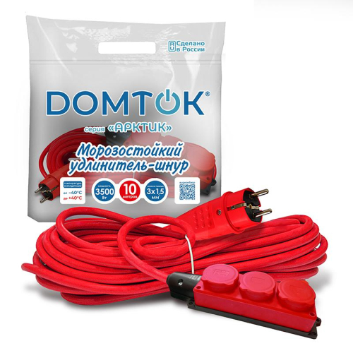 Удлинитель 3х10м с заземл. 16А IP44 3.5кВт КГ 3х1.5 с защ. крышкой АРКТИК морозостойкий DOMTOK 2599 фото 3