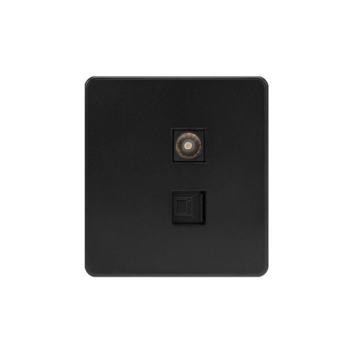 Розетка компьютерная + телевизионная СП ROUND MIELE RJ45 кат6 + TV оникс Kranz KR-78-0722-3