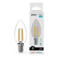 Лампа светодиодная филаментная Filament Elementary 10Вт свеча 4100К Е14 670лм GAUSS 32120