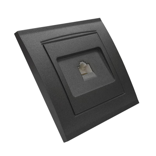 Розетка компьютерная 1-м СП Бриллиант в сборе графит Universal 7947601-Gr фото 2