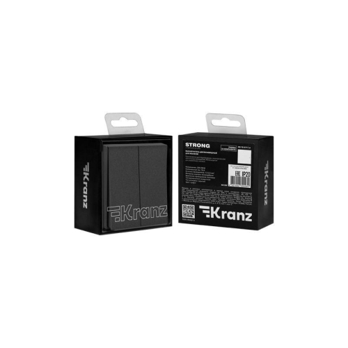 Выключатель для жалюзи 2-кл. СП STRONG MIELE 10А возвратный графит Kranz KR-78-0711-6 фото 5