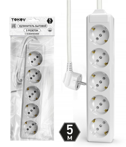 Удлинитель 5х5м с заземл. 10А 3х1.5 TOKOV ELECTRIC TKL-C01-BU5-5-1.5-Z Удлинитель 5х5м с заземл. 10А 3х1.5 TOKOV ELECTRIC TKL-C01-BU5-5-1.5-Z