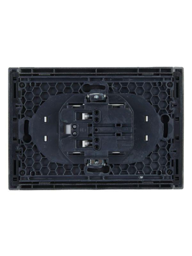 Розетка 2-м СП FORTE&PIANO FP526 10А без заземл. без защ. шторок безвинт. крепл. сталь IEK FP-R20-10-1-K46 фото 3