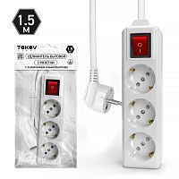 Удлинитель 3х1.5м с заземл. с выкл. 10А 3х1.5 TOKOV ELECTRIC TKL-C01-BU3-1.5-1.5-ZV