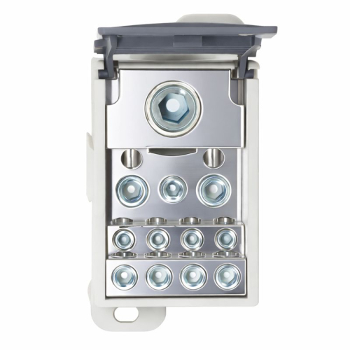 Блок распределительный винтовой зажим 1х185кв.мм 2х35кв.мм 5х16кв.мм 4х10кв.мм DKC POD-400 фото 4