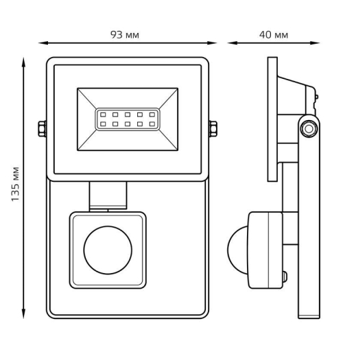 Прожектор светодиодный Elementary 10Вт 6500К IP65 950лм 175-265В ДО с датчиком движения черн. GAUSS 628511310 фото 5