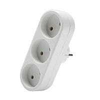 Разветвитель 3-м без заземл. 10А 2200Вт 250В плоский бел. DОМТОК 2655