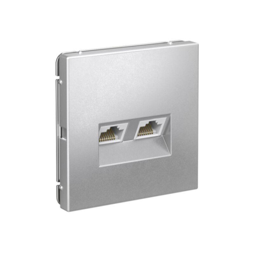 Розетка компьютерная 2-м ArtGallery RJ45 + RJ45 кат.5E механизм алюм. SE GAL000385 фото 2