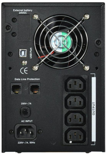 Источник бесперебойного питания ELECTRA LT 1кВА/0.8кВт с АКБ 2х7А.ч USB ITK ELT-1000VA-1-002 фото 4