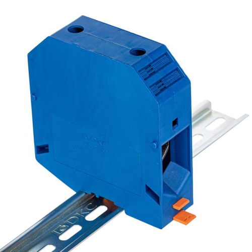 Клемма проходная винтовой зажим 2 точки подключения 150кв.мм син. DKC KRUH-150-BU