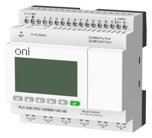Модуль ЦПУ ПЛК 430 12 DI 6 RO 220В AC с Ethernet портом с экраном ONI PLC-430-CPU-12D06R-1AC-00 фото 4