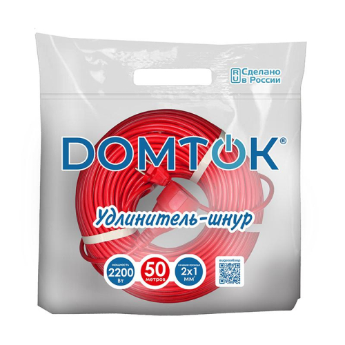Удлинитель-шнур 1х50м без заземл. 10А IP20 2.2кВт ПВС 2х1 DOMTOK 2505 фото 2