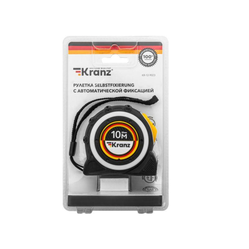 Рулетка Selbstfixierung 10мх25мм магнитный двухсторон. зацеп; двухсторон. шкала; автоматическая фиксация нейлон Kranz KR-12-9024 фото 8