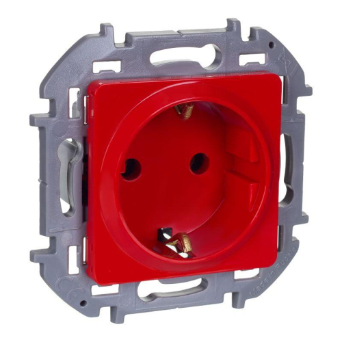 Розетка 1-м СП Inspiria 16А 250В 2P+E защ. шторки красн. IEK 673734
