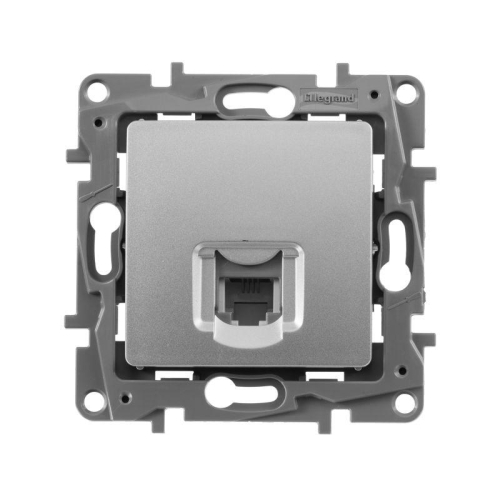 Розетка телефонная 1-м СП Etika RJ11 механизм алюм. IEK 672440 фото 3