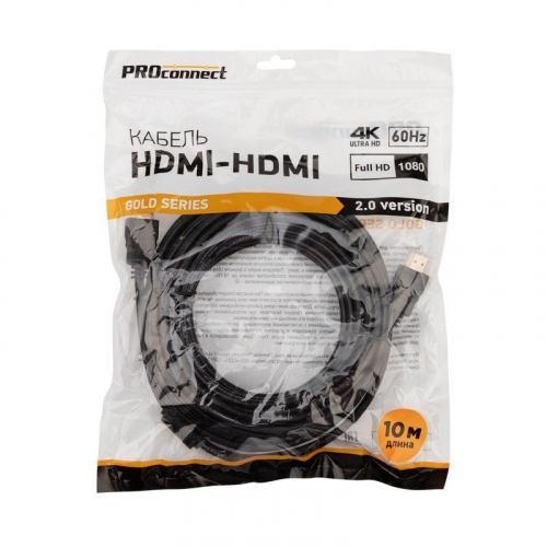 Кабель HDMI - HDMI 2.0 10м Gold PROCONNECT 17-6108-6 фото 2