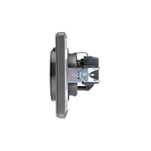 Розетка 1-м СП ROUND MIELE 16А с заземл. защ. шторки и крышкой титан Kranz KR-78-0702-2 фото 2