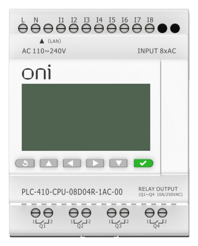 Модуль ЦПУ ПЛК 410 8 DI 4 RO 220В AC с Ethernet портом с экраном ONI PLC-410-CPU-08D04R-1AC-00 фото 2 Модуль ЦПУ ПЛК 410 8 DI 4 RO 220В AC с Ethernet портом с экраном ONI PLC-410-CPU-08D04R-1AC-00 фото 2