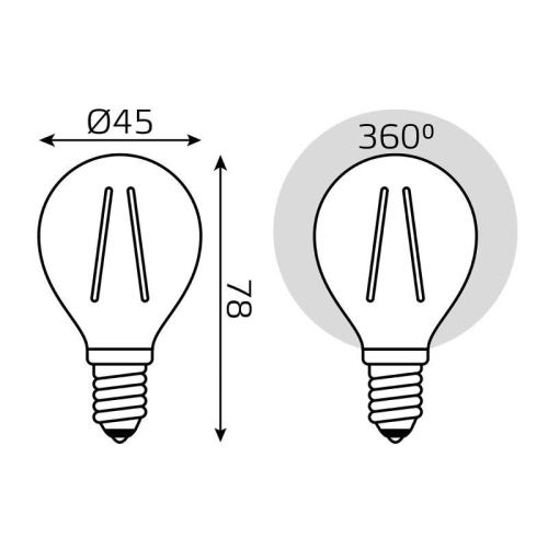 Лампа светодиодная филаментная Filament Elementary 10Вт шар 4100К Е14 670лм GAUSS 52120 фото 4